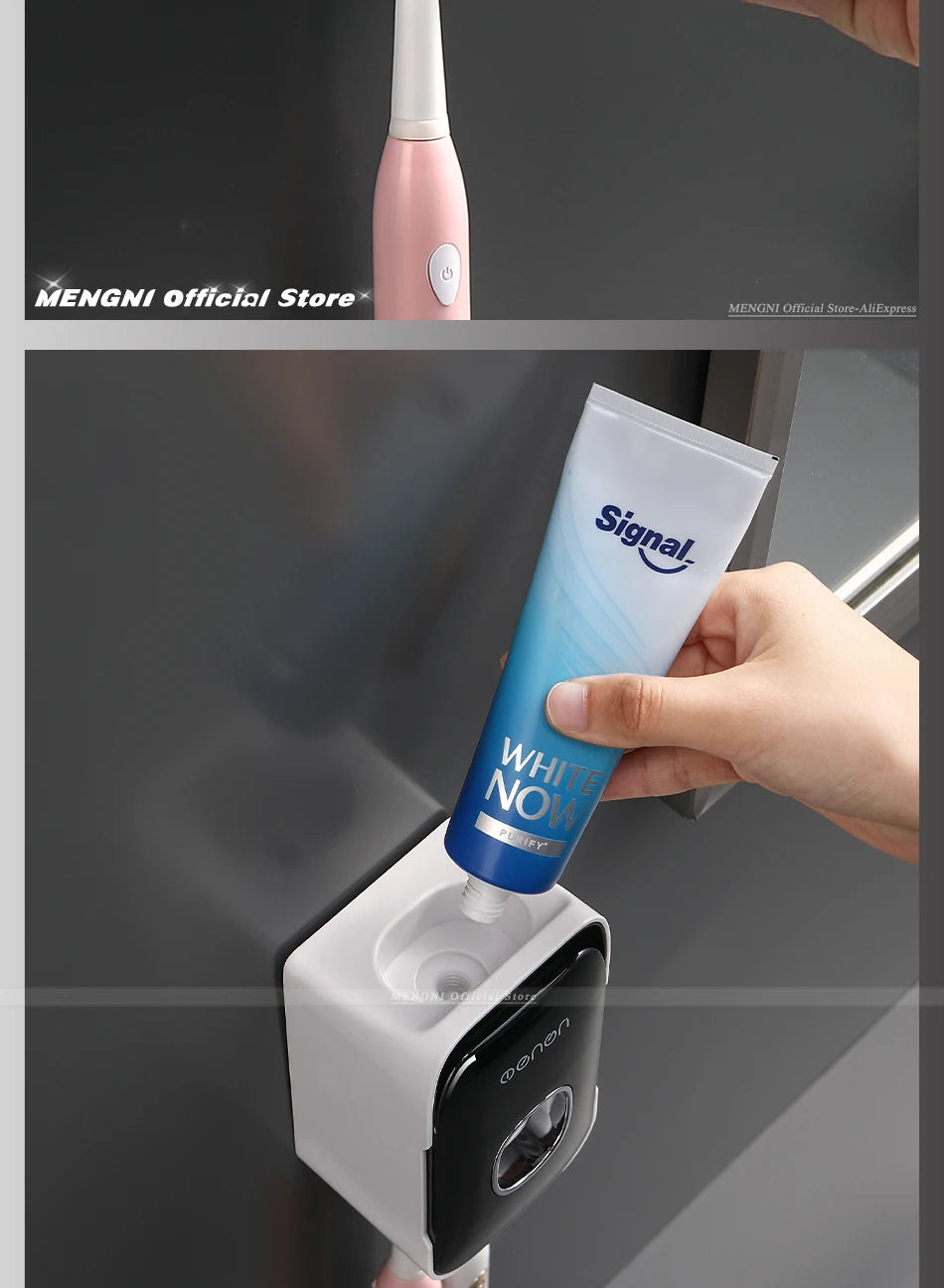 Automatic Toothpaste Dispenser Squeezer With Toothbrush Holder Wall