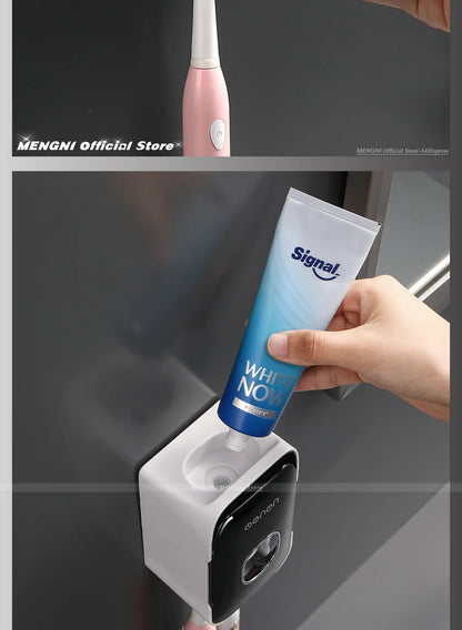 Automatic Toothpaste Dispenser Squeezer With Toothbrush Holder Wall