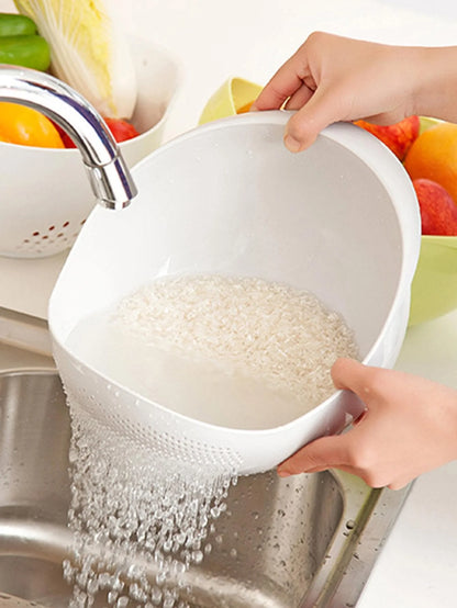 Rice Bowl Drain Basket Fruit Bowl Washing Drain Basket with Handle