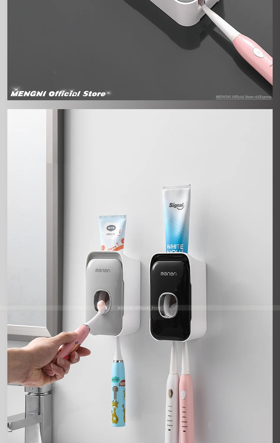 Automatic Toothpaste Dispenser Squeezer With Toothbrush Holder Wall