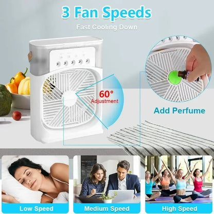 Portable Fan Air Conditioners USB Electric Fan LED Night Light