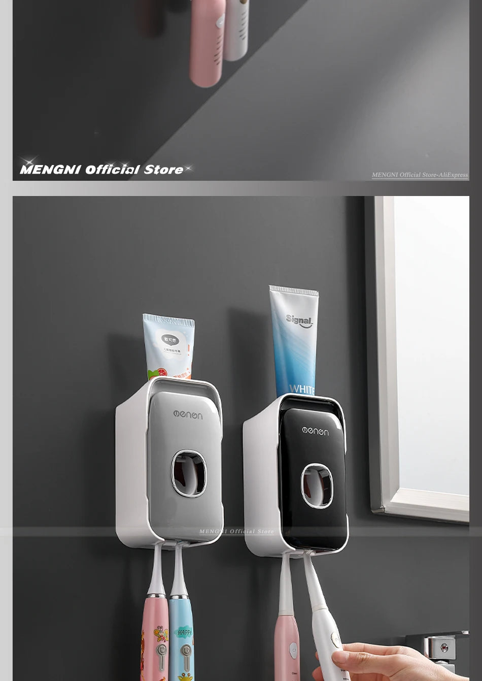 Automatic Toothpaste Dispenser Squeezer With Toothbrush Holder Wall