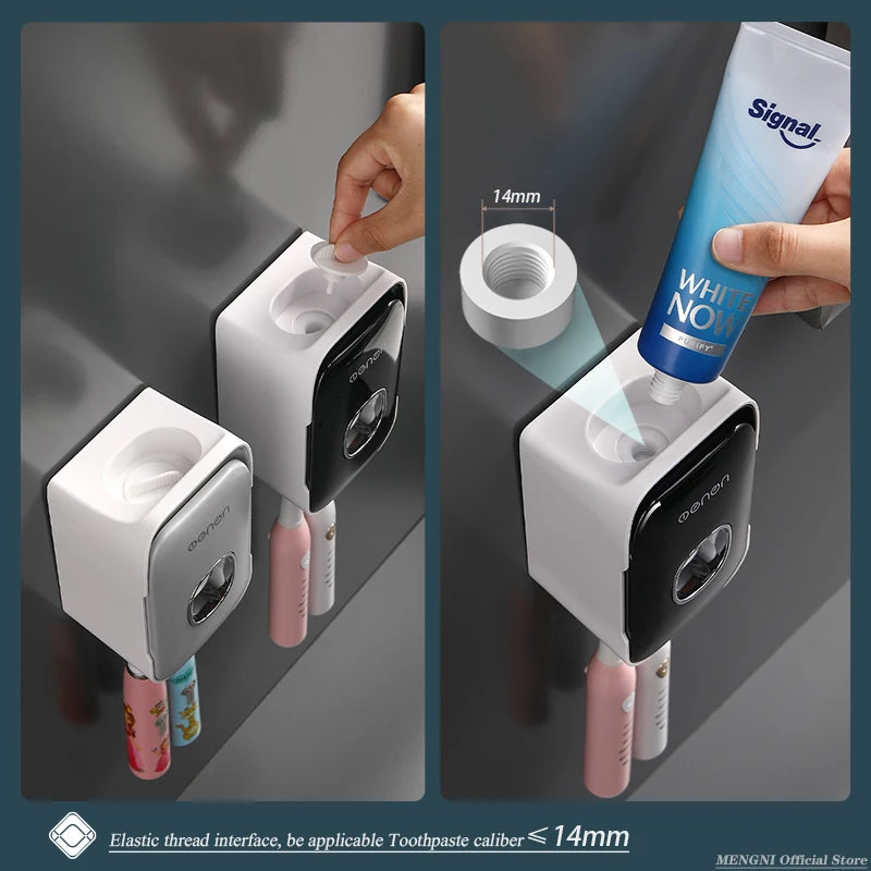 Automatic Toothpaste Dispenser Squeezer With Toothbrush Holder Wall