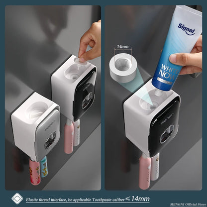 Automatic Toothpaste Dispenser Squeezer With Toothbrush Holder Wall
