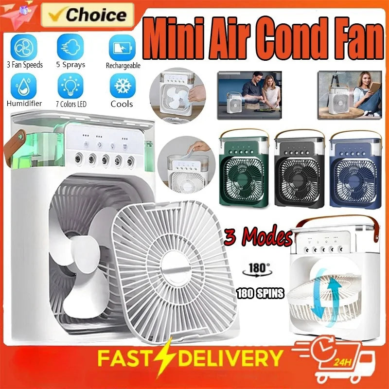 Portable Fan Air Conditioners USB Electric Fan LED Night Light
