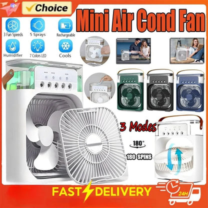 Portable Fan Air Conditioners USB Electric Fan LED Night Light