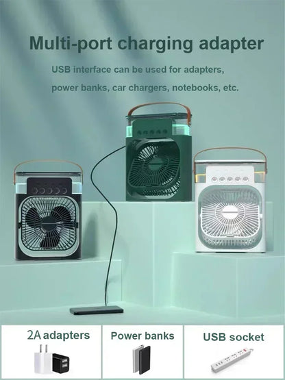Portable Fan Air Conditioners USB Electric Fan LED Night Light