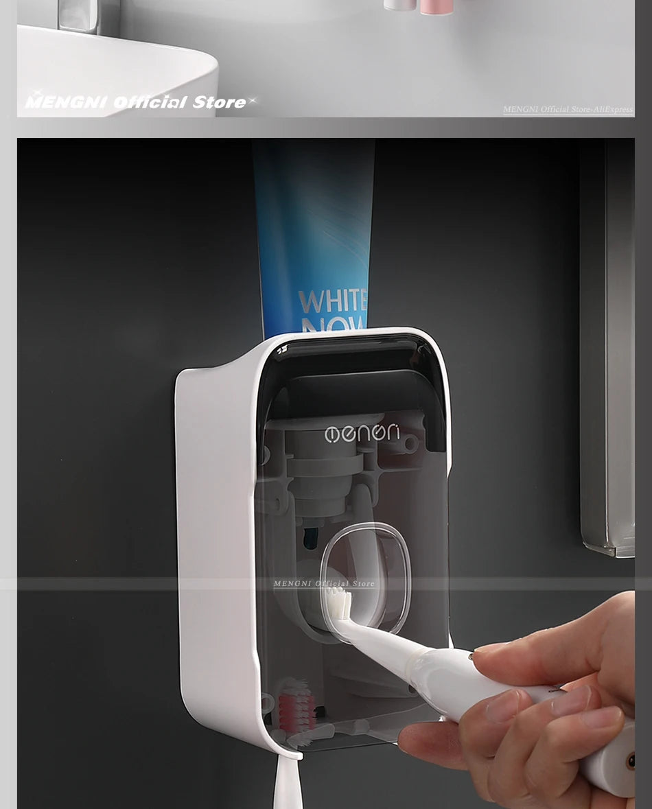 Automatic Toothpaste Dispenser Squeezer With Toothbrush Holder Wall