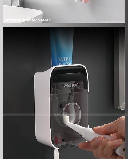 Automatic Toothpaste Dispenser Squeezer With Toothbrush Holder Wall