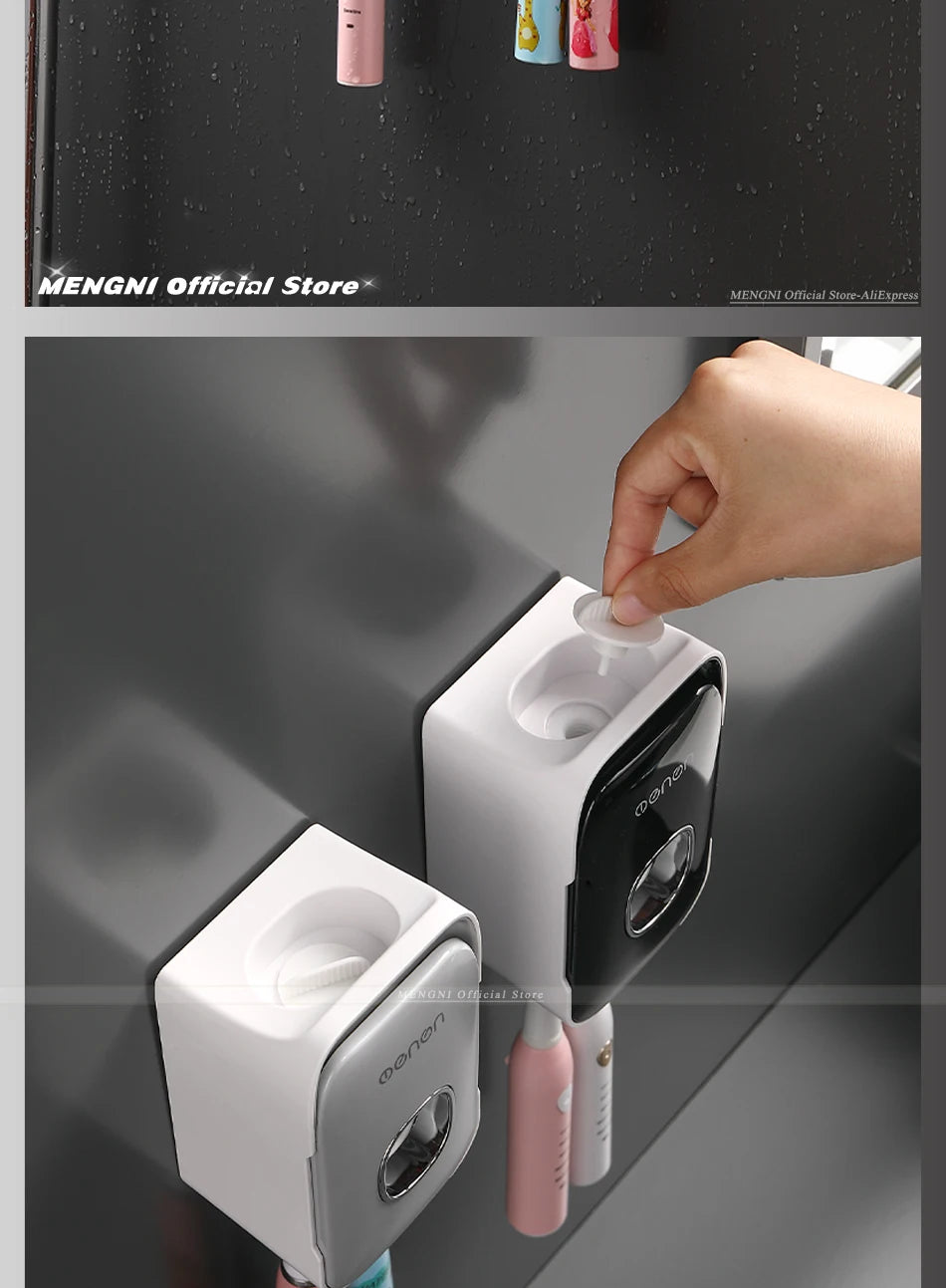 Automatic Toothpaste Dispenser Squeezer With Toothbrush Holder Wall