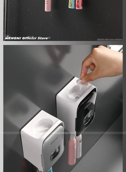 Automatic Toothpaste Dispenser Squeezer With Toothbrush Holder Wall