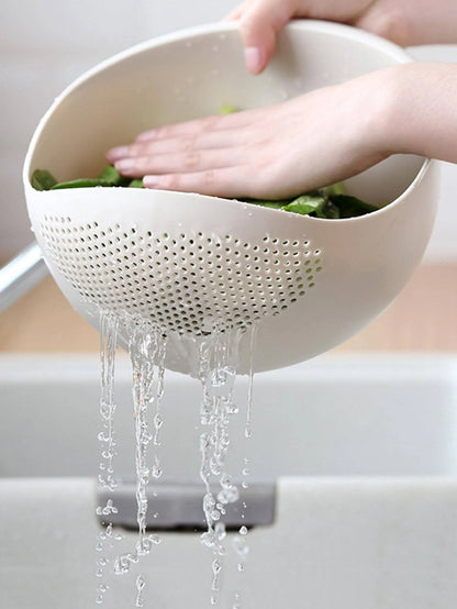 Rice Bowl Drain Basket Fruit Bowl Washing Drain Basket with Handle