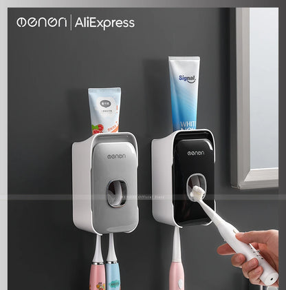 Automatic Toothpaste Dispenser Squeezer With Toothbrush Holder Wall